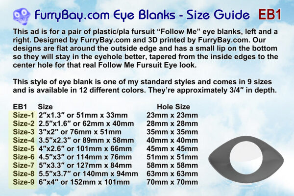 Follow Me Fursuit Eye Blanks Toony Variety eb1 - Image 6