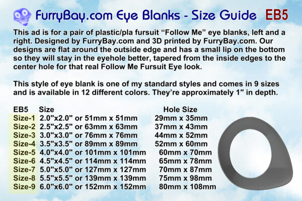 Follow Me Fursuit Eye Blanks Toony Variety eb5 - Image 5