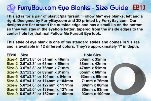 Follow Me Fursuit Eye Blanks Toony Variety eb10 - Image 5