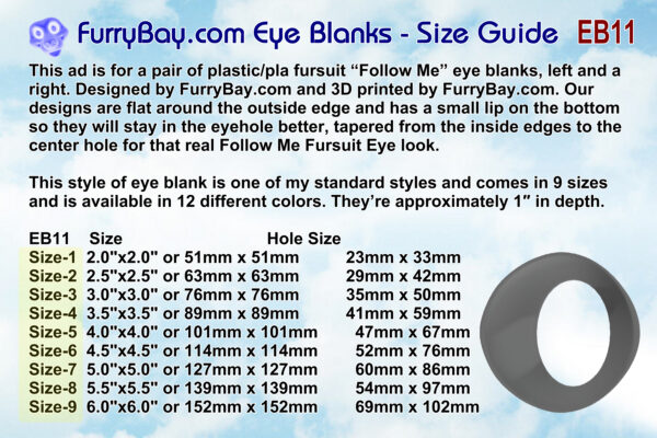 Follow Me Fursuit Eye Blanks Toony Variety eb11 - Image 5