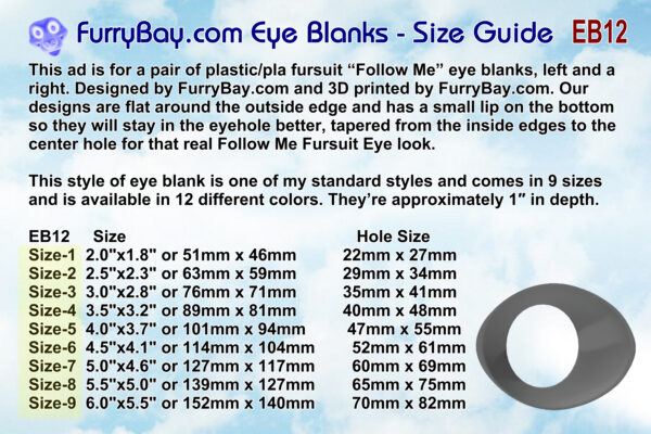Follow Me Fursuit Eye Blanks Toony Variety eb12 - Image 6