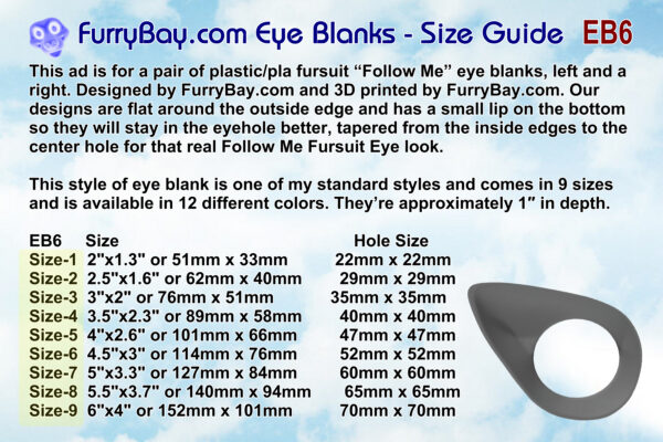 Follow Me Fursuit Eye Blanks Toony Variety eb6 - Image 5