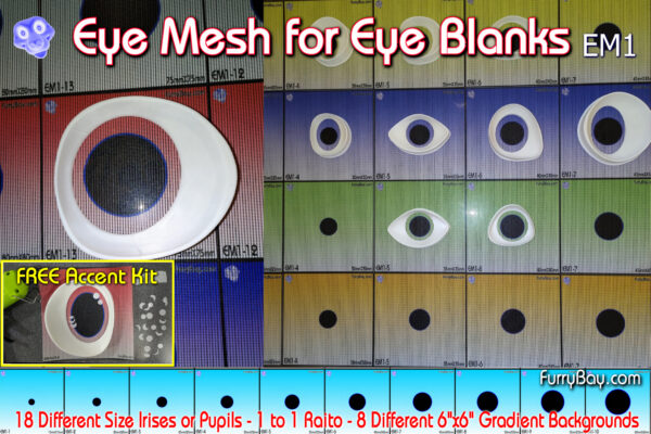 Pre-Printed Universal Eye Mesh for Eye Blanks – 1 pair of 6"X6" Backgrounds with Iris/Pupil – Digitally Printed - Furry Fursuits