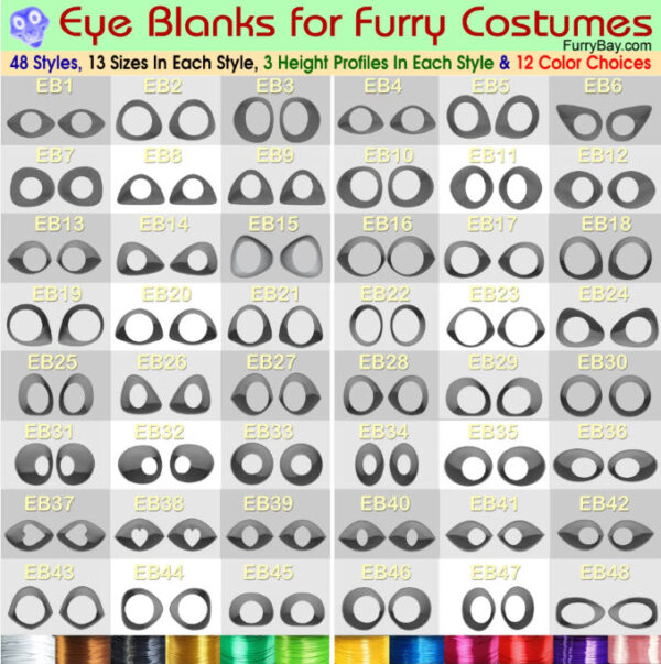 Eye Blanks - 48 Styles - 13 Sizes - 3Profiles - 12 Colors - Easy Order from Our Master List - Fursuiting - Furries - Cosplay - FurryBay