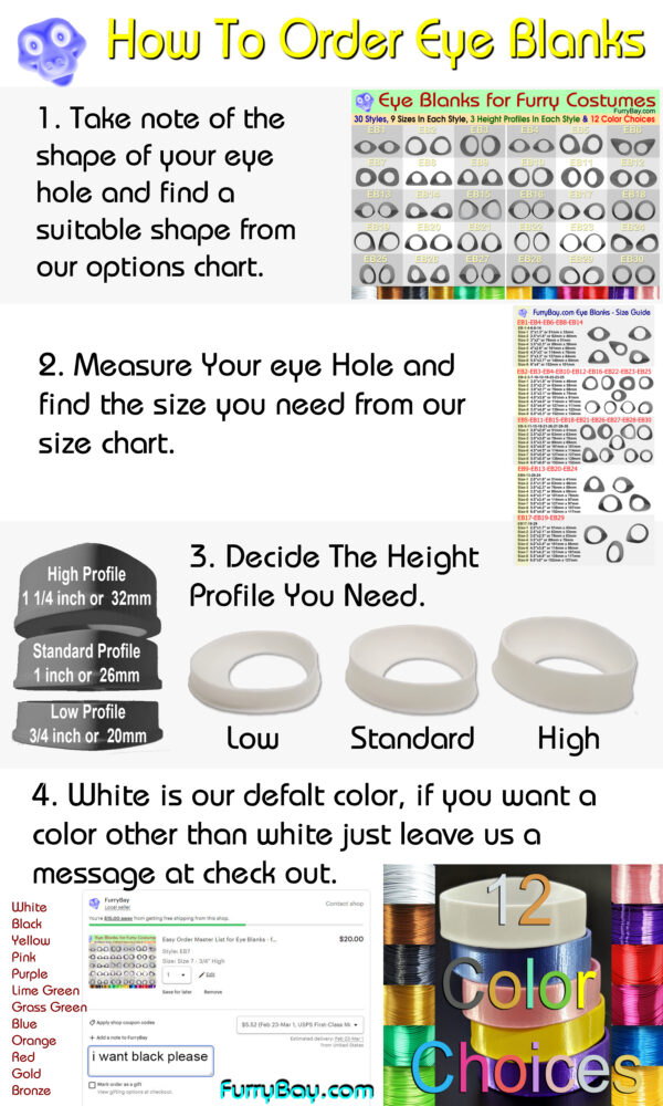Eye Blanks - 48 Styles - 13 Sizes - 3Profiles - 12 Colors - Easy Order from Our Master List - Fursuiting - Furries - Cosplay - FurryBay - Image 3